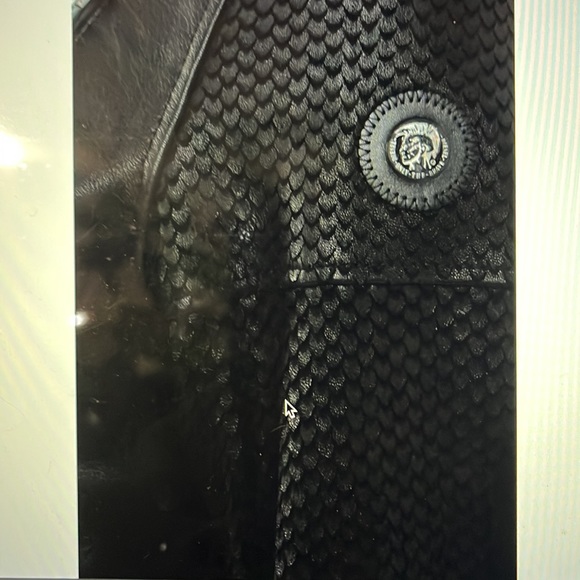 Diesel RAMBO black band collar leather Jacket- men, size: large - Picture 4 of 15